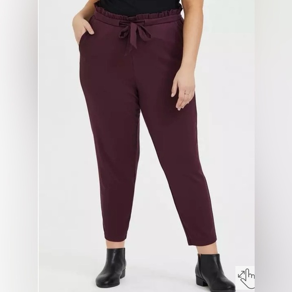Torrid Burgundy Ruffle‎ Waist Pants Size 1 - Picture 1 of 9